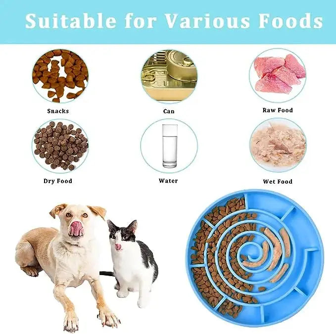 Slow Food Bowl Cat Anti-Knockover Anti-Slip Anti-choking Silicone Food Plate for Dogs Trusted Pet Products