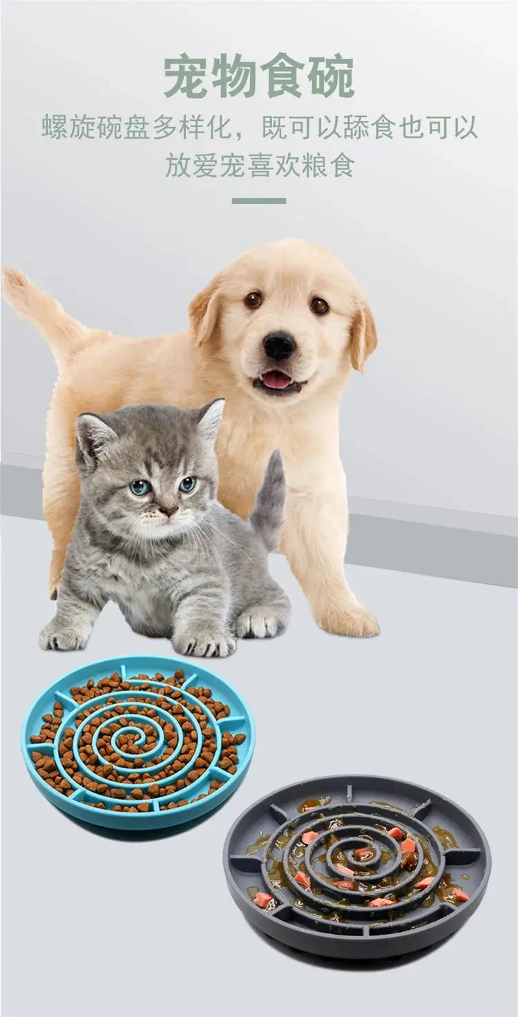 Slow Food Bowl Cat Anti-Knockover Anti-Slip Anti-choking Silicone Food Plate for Dogs Trusted Pet Products