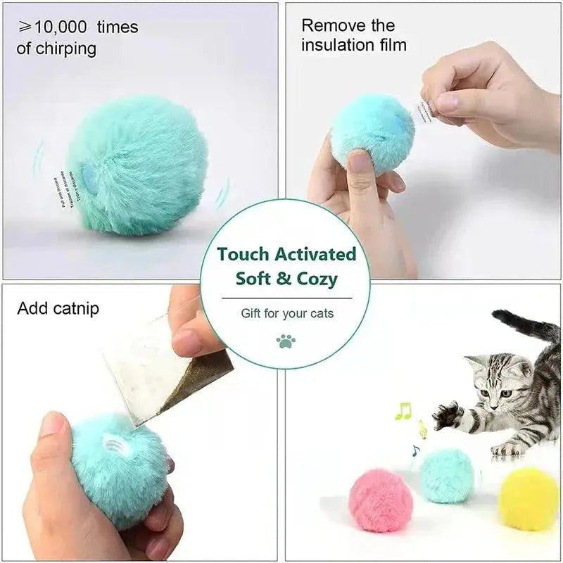 Smart Cat Toys Plush Electric Catnip Training Toy Kitten Touch Sounding Pet Product Squeak Toy Ball - Trusted Pet Products