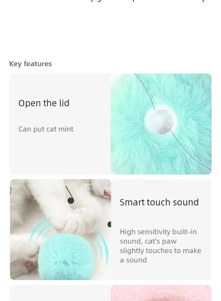 Smart Cat Toys Plush Electric Catnip Training Toy Kitten Touch Sounding Pet Product Squeak Toy Ball - Trusted Pet Products