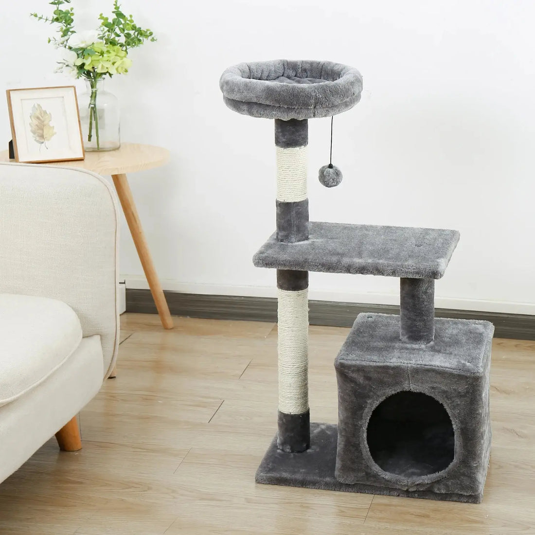 Speedy Pet Multifunctional Chair Creative Cube House with Scratching Removable Pad Cushions Pet Activity Cat Tree with Ball - Trusted Pet Products