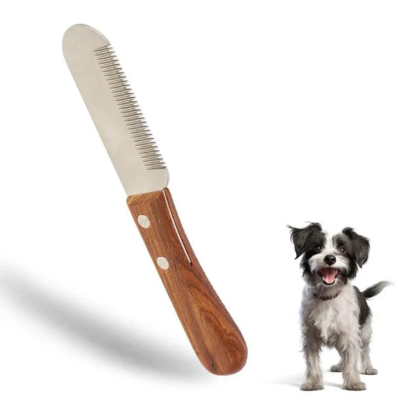 Stainless Steel Wooden Handle Dog Shaving Comb - Trusted Pet Products