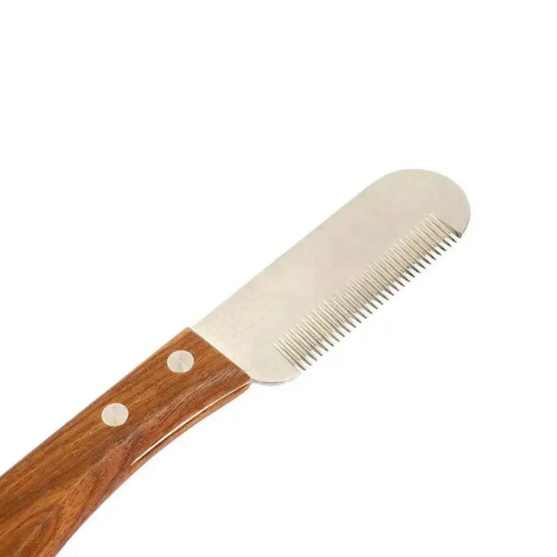 Stainless Steel Wooden Handle Dog Shaving Comb - Trusted Pet Products