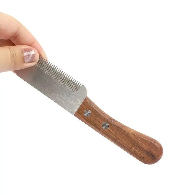 Stainless Steel Wooden Handle Dog Shaving Comb - Trusted Pet Products