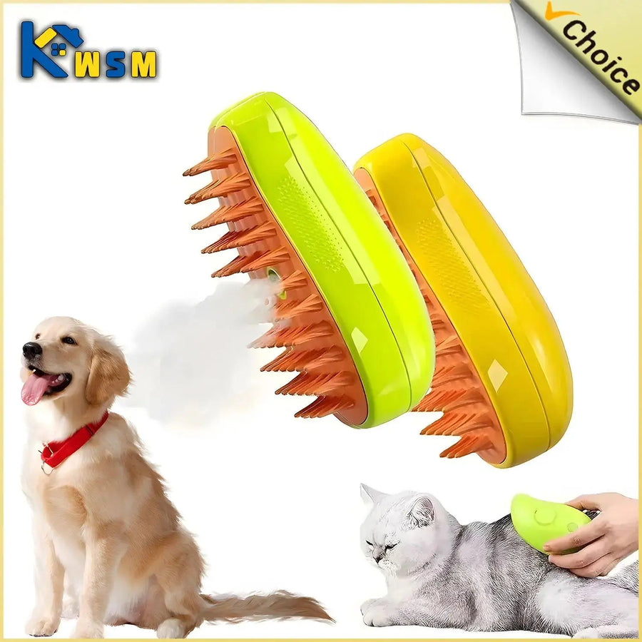 Steamy Dog Brush Electric Spray Cat Hair Brush 3 in1 Dog Steamer Brush for Massage Pet Grooming Removing Tangled and Loose Hair - Trusted Pet Products