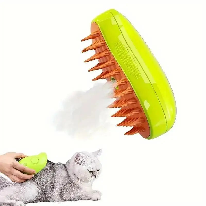 Steamy Dog Brush Electric Spray Cat Hair Brush 3 in1 Dog Steamer Brush for Massage Pet Grooming Removing Tangled and Loose Hair - Trusted Pet Products