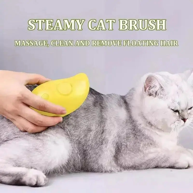 Steamy Dog Brush Electric Spray Cat Hair Brush 3 in1 Dog Steamer Brush for Massage Pet Grooming Removing Tangled and Loose Hair - Trusted Pet Products