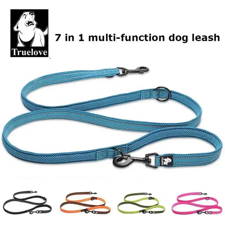 Truelove 7 In 1 Multi-Function Adjustable Dog Lead Hand Free Pet Training Leash Reflective Multi-Purpose Dog Leash Walk 2 Dogs - Trusted Pet Products