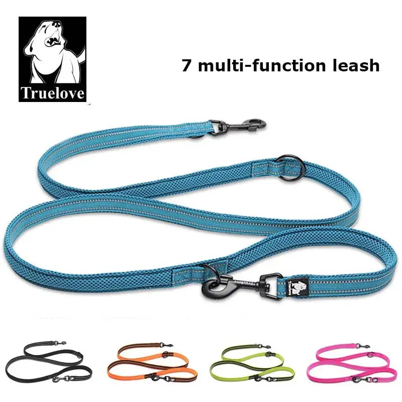 Truelove 7 In 1 Multi-Function Adjustable Dog Lead Hand Free Pet Training Leash Reflective Multi-Purpose Dog Leash Walk 2 Dogs - Trusted Pet Products