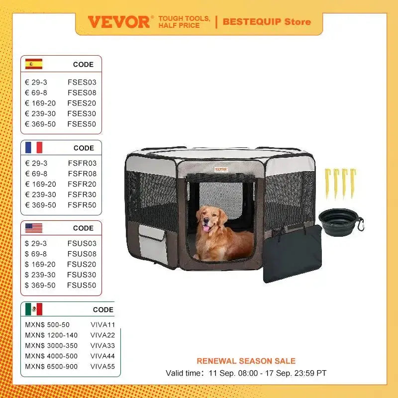 VEVOR Premium Waterproof 600D Oxford Cloth Foldable Pet Playpen 46 Inches Trusted Pet Products