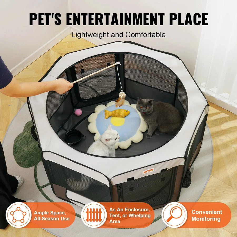 VEVOR Premium Waterproof 600D Oxford Cloth Foldable Pet Playpen 46 Inches Trusted Pet Products