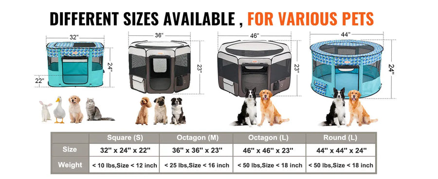 VEVOR Premium Waterproof 600D Oxford Cloth Foldable Pet Playpen 46 Inches Trusted Pet Products