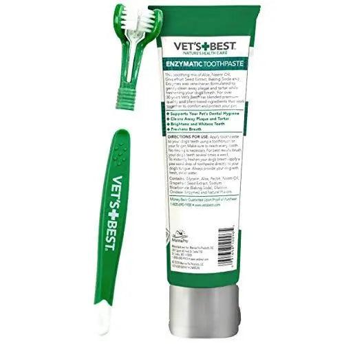 Vet's Best Dog Toothbrush & Enzymatic Toothpaste Kit - Trusted Pet Products