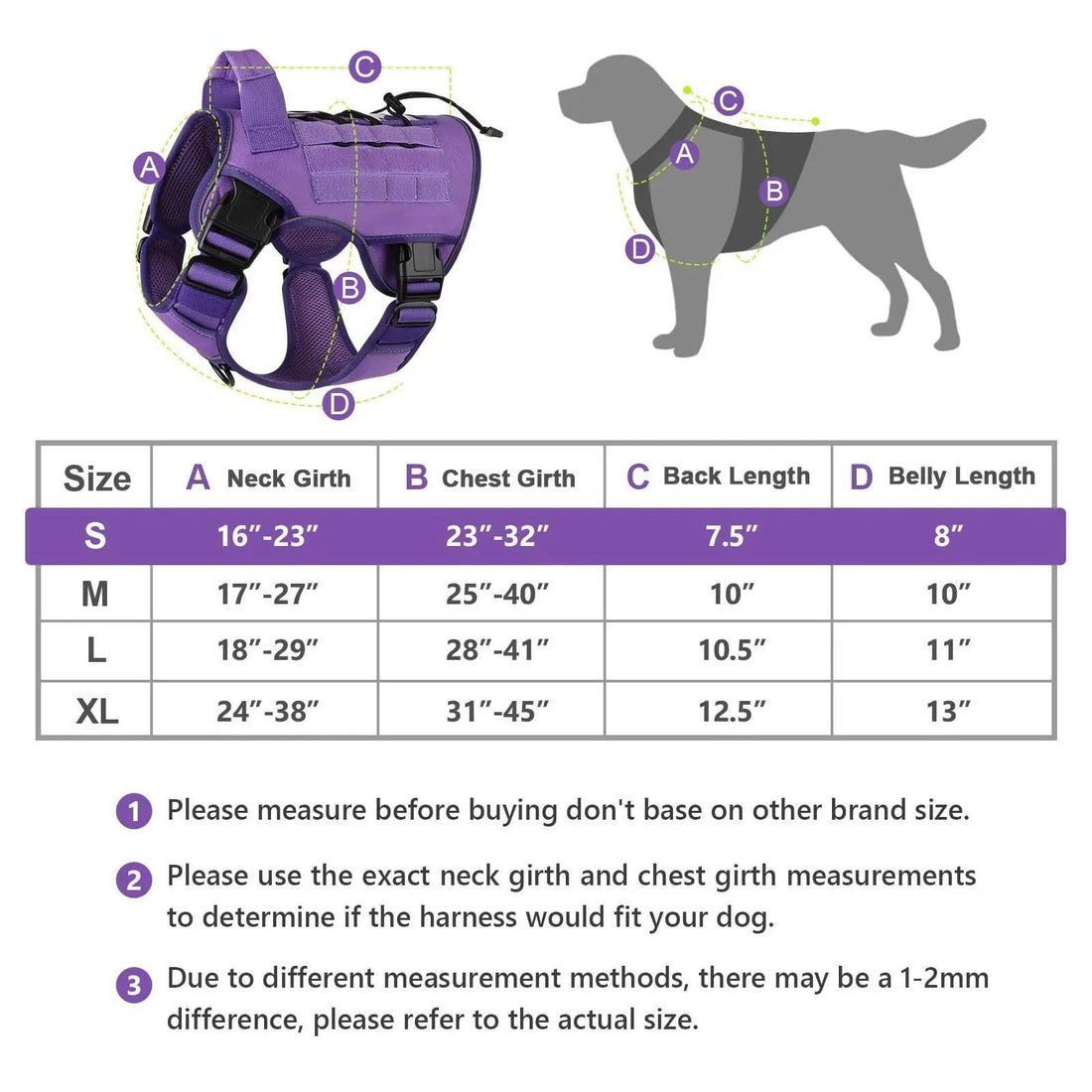 WINGOIN Purple Tactical Dog Harness Vest for Small Dogs No Pull - Trusted Pet Products