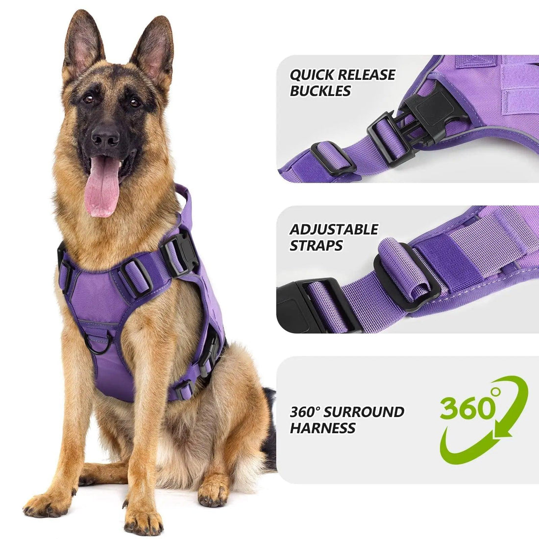 WINGOIN Purple Tactical Dog Harness Vest for Small Dogs No Pull - Trusted Pet Products