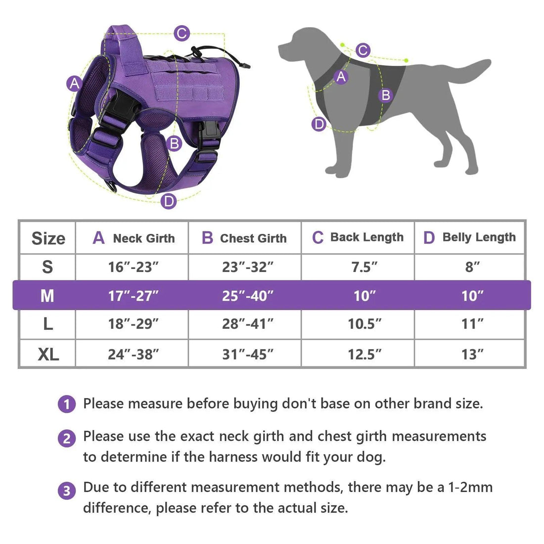 WINGOIN Purple Tactical Dog Harness Vest for Small Dogs No Pull - Trusted Pet Products