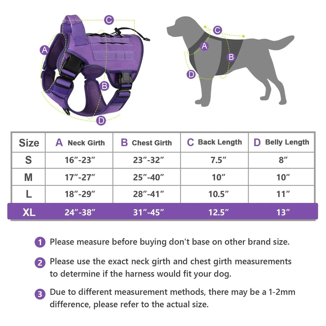 WINGOIN Purple Tactical Dog Harness Vest for Small Dogs No Pull My Store