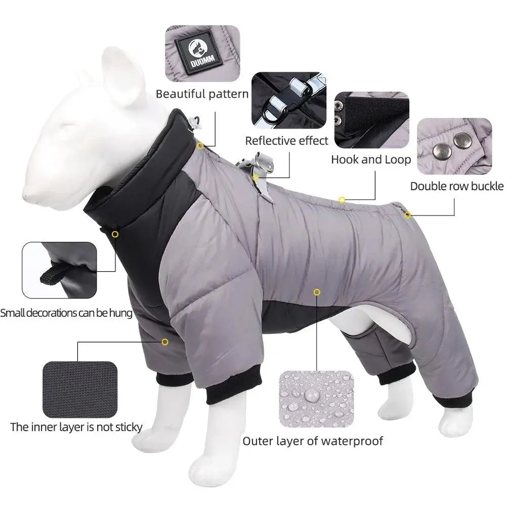 Winter Waterproof Pets Clothes Warm Thicken Dog Jacket with D Ring Puppy Coats for Small Medium Dogs Jumpsuit Chihuahua Overalls - Trusted Pet Products