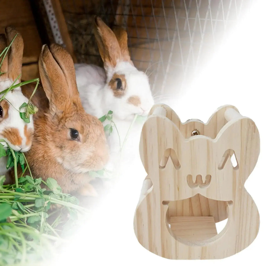 Wooden Rabbit Hay Feeder Feeding Accessory Smooth Novelty Easy Use Rabbit Grass Rack Food Dispenser Bunny Feeder Hamster - Trusted Pet Products