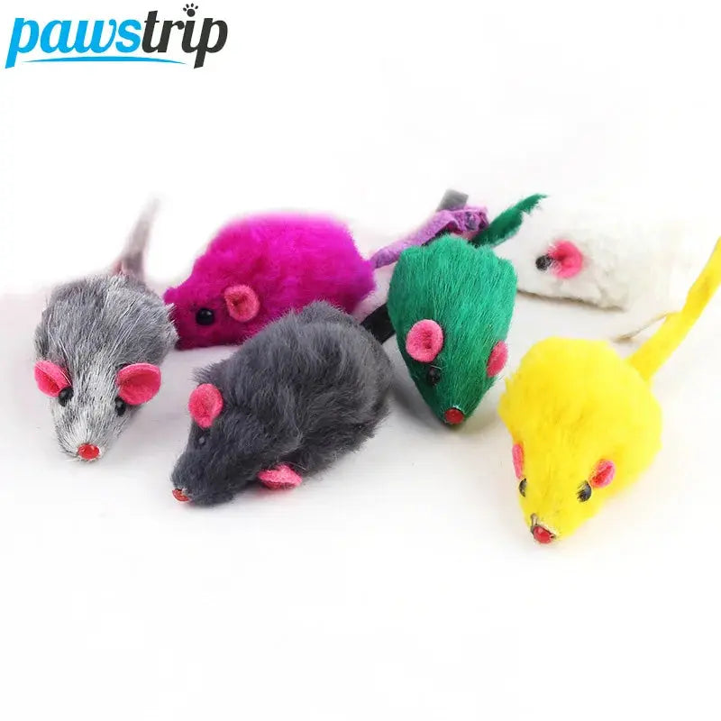 pawstrip Rabbit Fur False Mouse Pet Cat Toys Feather Rainbow Ball Toy Cayts Funny Playing Toys For Cats Kitten Fish Cat Toy - Trusted Pet Products