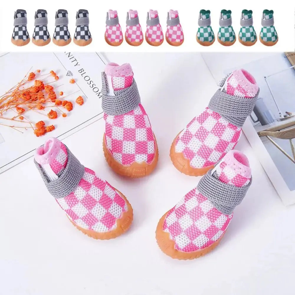 4pcs/set Anti-skid Breathable Mesh Shoes Soft for Small Dogs Trusted Pet Products