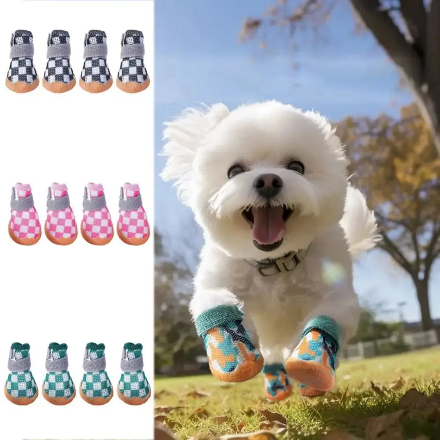 4pcs/set Anti-skid Breathable Mesh Shoes Soft for Small Dogs Trusted Pet Products