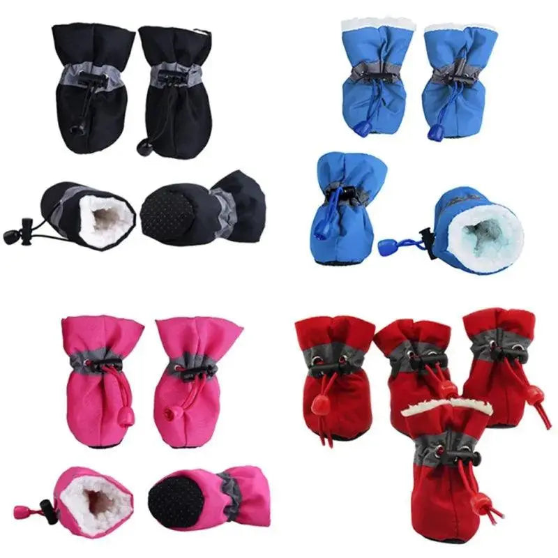 4pcs/set Waterproof Winter Pet Dog Shoes Anti-slip Rain Snow Boots Footwear Thick Warm For Small Cats Puppy Dogs Socks Booties - Trusted Pet Products