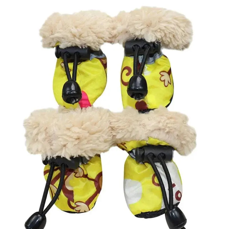 4pcs/set Waterproof Winter Pet Dog Shoes Anti-slip Rain Snow Boots Footwear Thick Warm For Small Cats Puppy Dogs Socks Booties - Trusted Pet Products