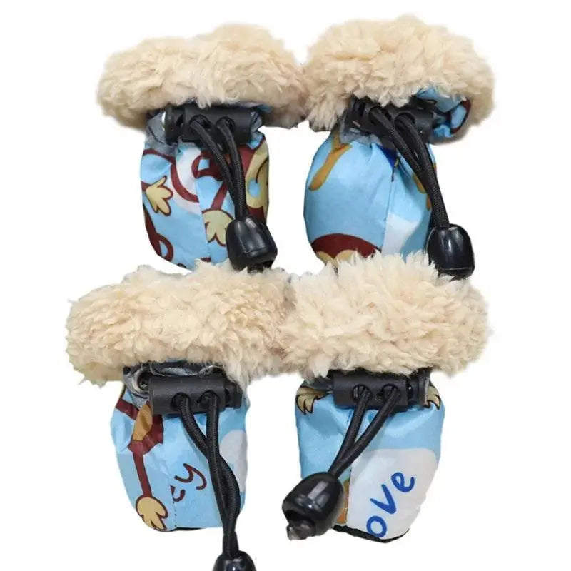 4pcs/set Waterproof Winter Pet Dog Shoes Anti-slip Rain Snow Boots Footwear Thick Warm For Small Cats Puppy Dogs Socks Booties - Trusted Pet Products