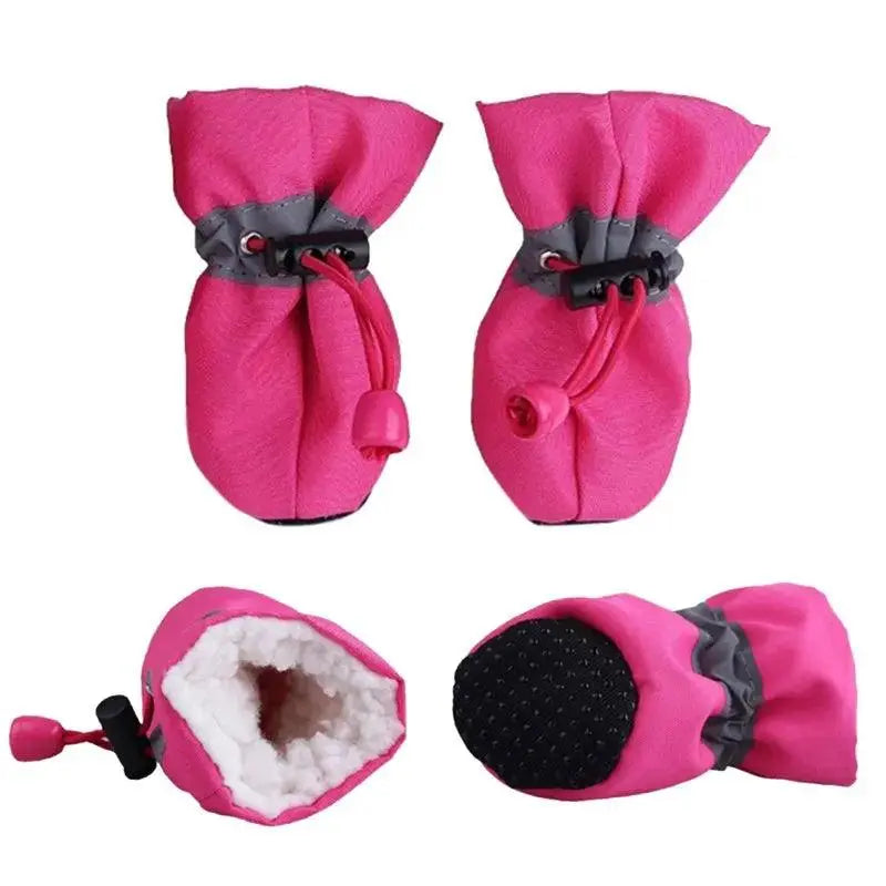 4pcs/set Waterproof Winter Pet Dog Shoes Anti-slip Rain Snow Boots Footwear Thick Warm For Small Cats Puppy Dogs Socks Booties - Trusted Pet Products