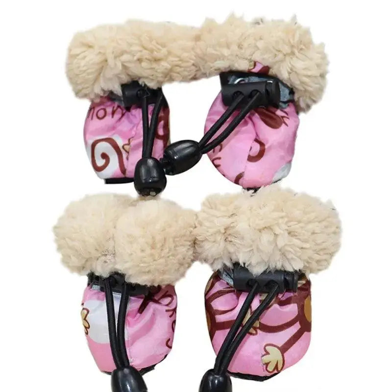 4pcs/set Waterproof Winter Pet Dog Shoes Anti-slip Rain Snow Boots Footwear Thick Warm For Small Cats Puppy Dogs Socks Booties - Trusted Pet Products