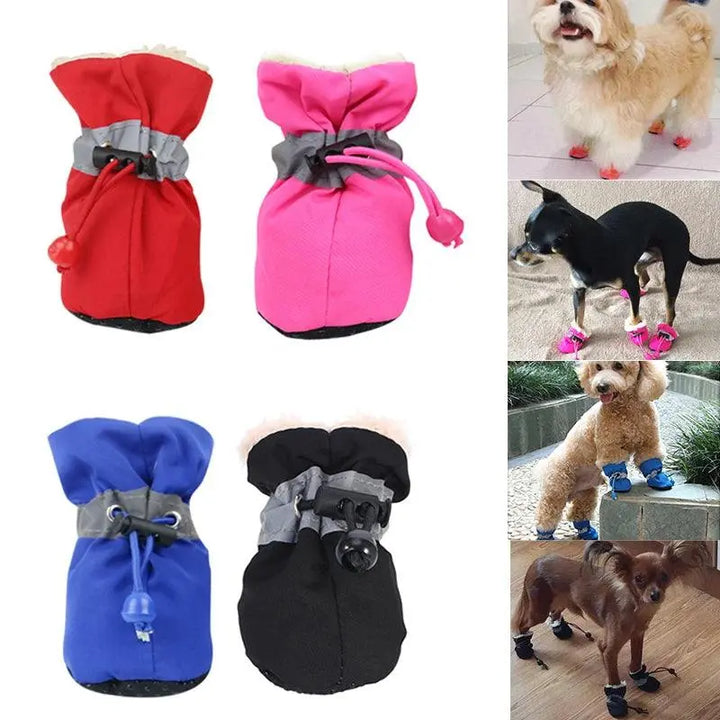 4 pieces / set of new winter reflective warm pet shoes dog snow boots non-slip waterproof cat and dog protection paws essential - Trusted Pet Products