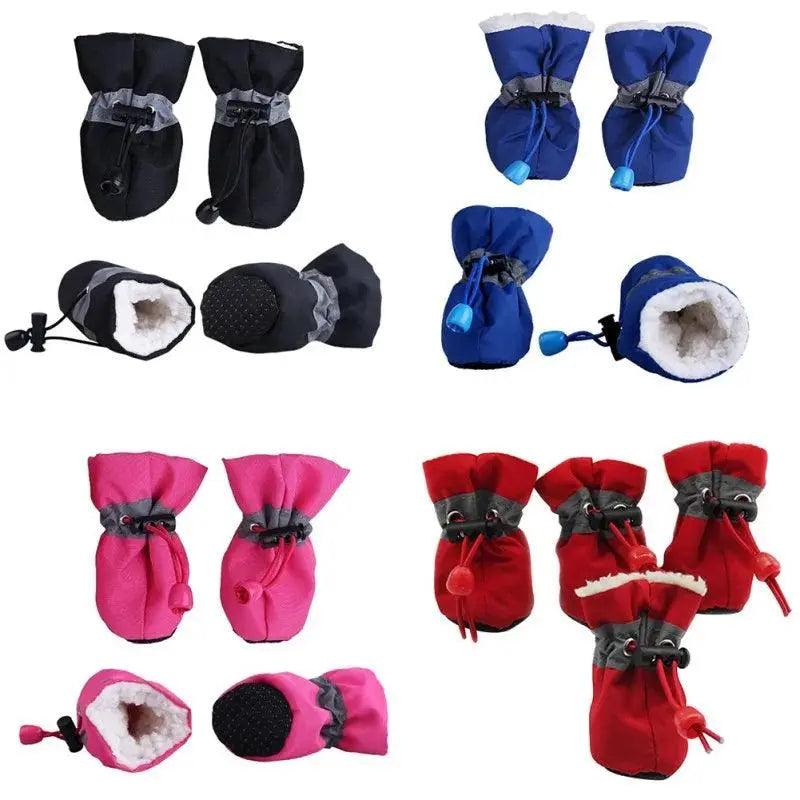 4 pieces / set of new winter reflective warm pet shoes dog snow boots non-slip waterproof cat and dog protection paws essential - Trusted Pet Products